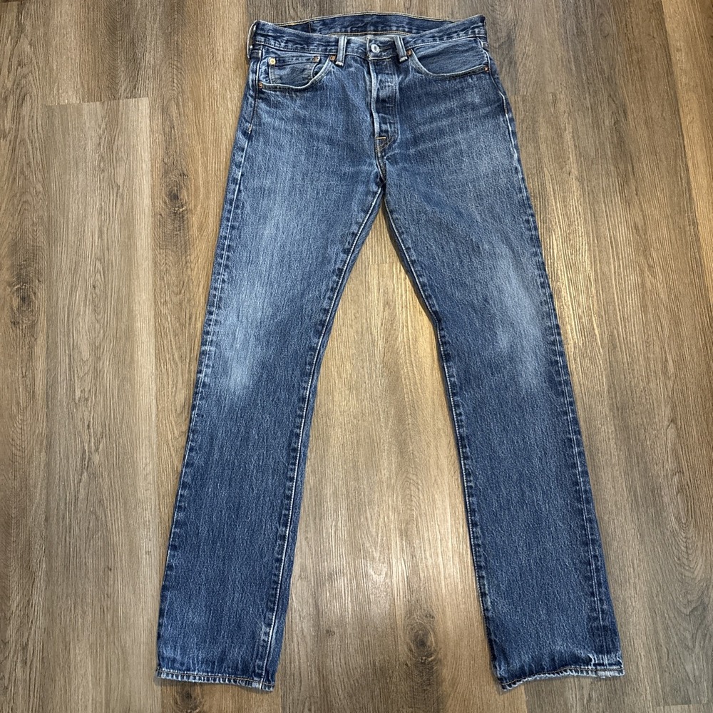 Levis 501 Jeans Original Fit Mens 31x34 Blue Denim Button Fly Regular Straight